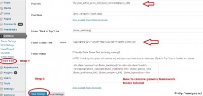 Easy way to change genesis default footer link to your desired link with Simple edit plugin
