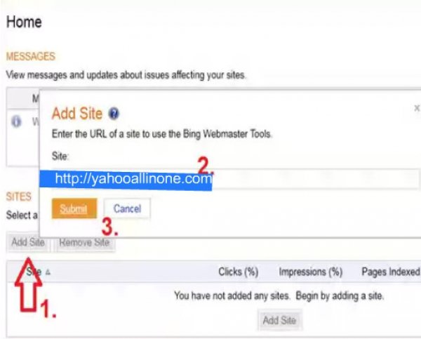 Submit Blogger blog to Bing and Yahoo Search engine with Meta tag verification